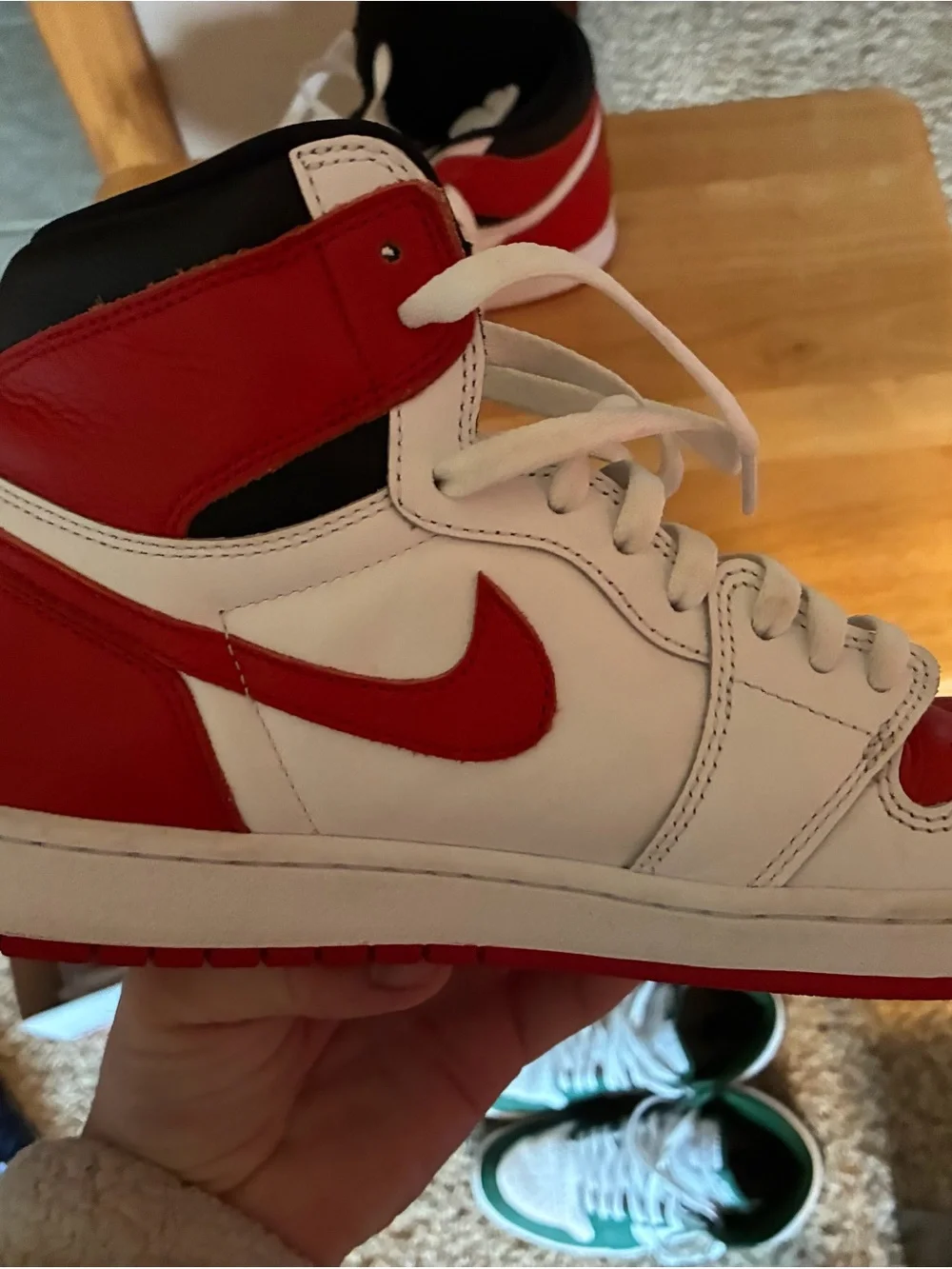 Nike White, Red & Black High-Top Sneakers